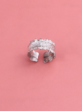 宽面不规则褶皱花边戒指ins小众