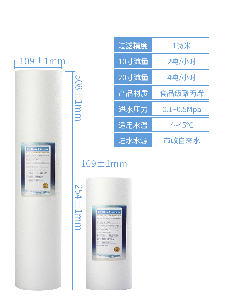 10寸20寸大胖pp棉熔喷滤芯椰壳烧结炭全屋中央净水前置过滤大蓝瓶 - 图1