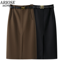 Van Aino Silk Official Flagship Store 2023 Autumn Section High Waist Straight Drum Open Fork Bag Hip Skirt Half Body Skirt Woman 30933582