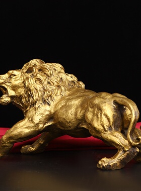 黄铜狮子黄铜狮子雄狮子家居装饰办公室工艺品摆件