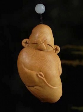 小叶黄杨木雕手把件人物实木财神随身挂件家居饰品雕刻工艺品摆件