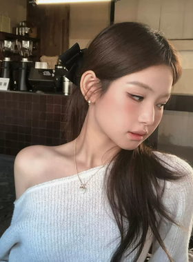 jennie同款黑色缎面蝴蝶结发夹
