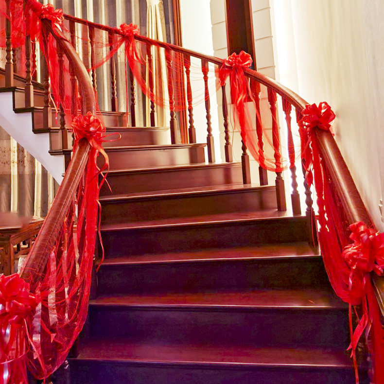 结婚楼梯扶手装饰婚礼婚庆用品拉花纱幔婚房布置气球套装护栏装扮