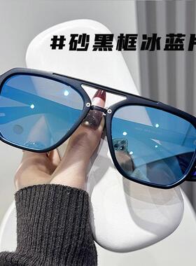 潮枠双梁男士偏光墨镜大码