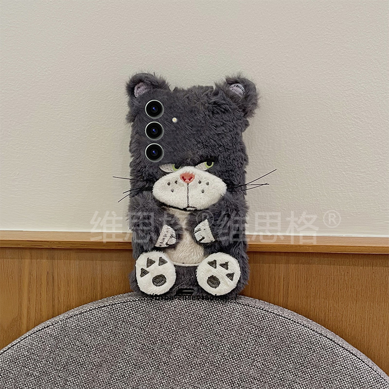 可爱路西法猫适用三星s25edge手机壳s24plus卡通s23+十s22立体s21fe秋冬季s20ultra毛绒s10硅胶s9软s8/note20 - 图2