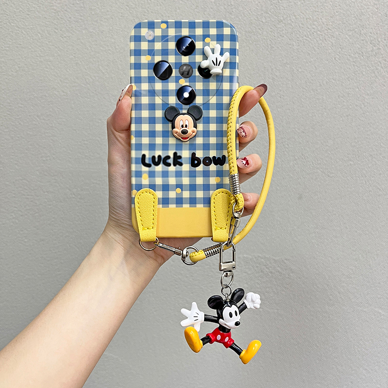 蓝色格子适用oppofindx8手机壳fondx7pro立体x6米奇x5斜挎x3可背带x2ultra可爱k12手提k11x硅胶k10液态k9/k7 - 图2