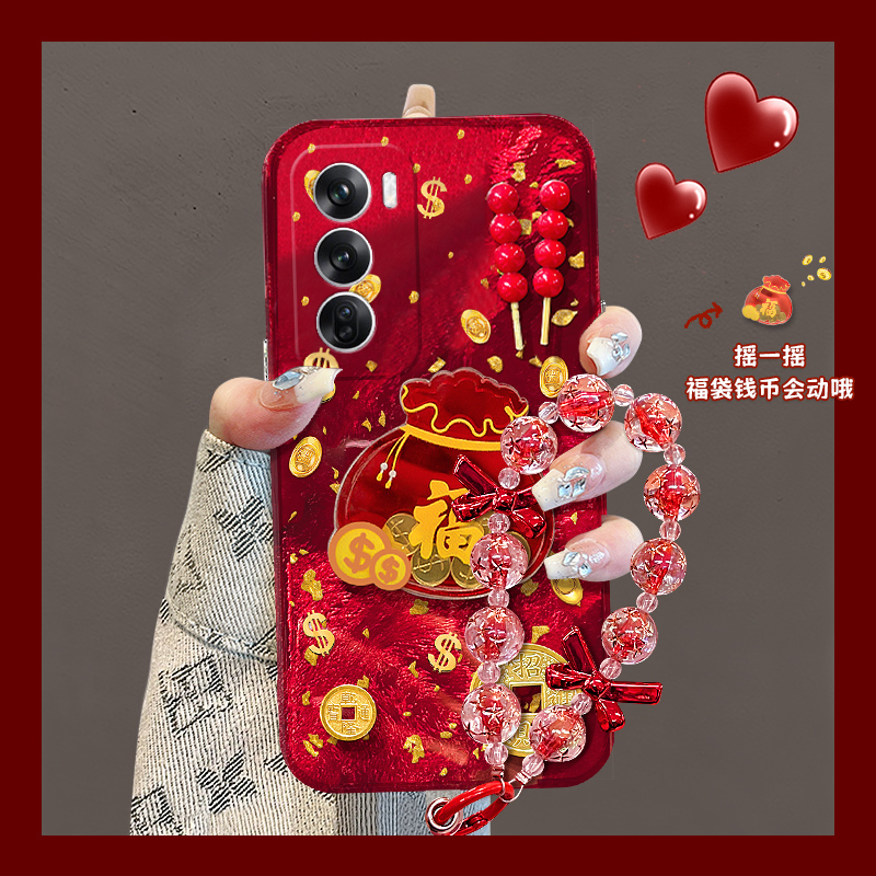 2025金币福袋适用opporeno13手机壳reno12pro立体reon11金色10por+十9挂链7se新年6简约5k红色4se女oppo硅胶p - 图0