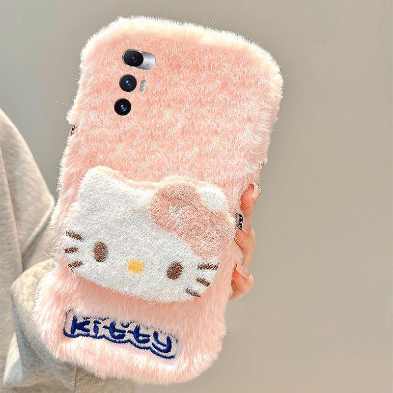 可爱呆萌kt猫适用小米mixfold4手机壳mixfold3立体mixfold2折叠屏mixflip凯蒂猫mi秋冬毛绒毛茸茸卡通少女心 - 图0