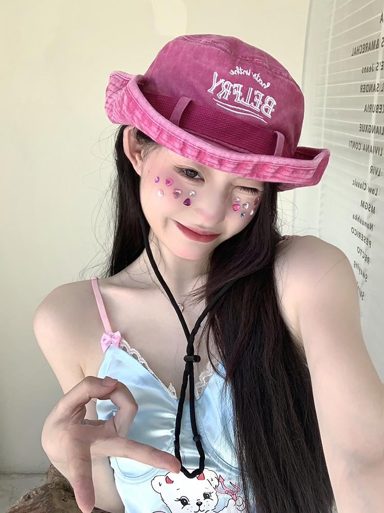 粥可可渔夫帽女夏季户外登山帽遮阳帽防晒海边太阳帽西部牛仔帽子