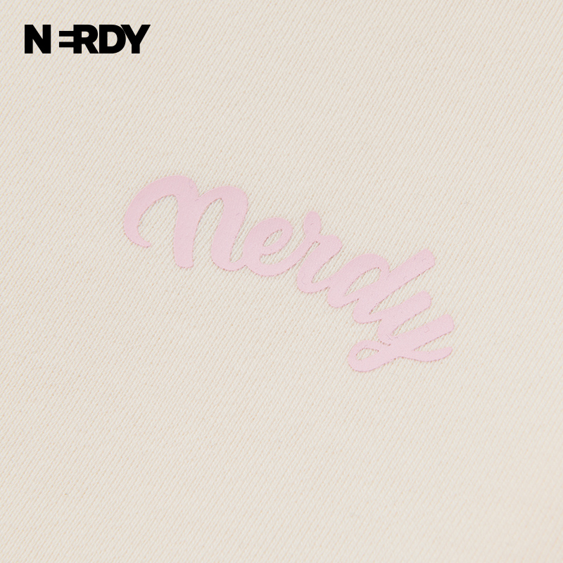 NERDY2024春夏新款女款草书logo短款卫衣性感露脐圆领长袖卫衣潮