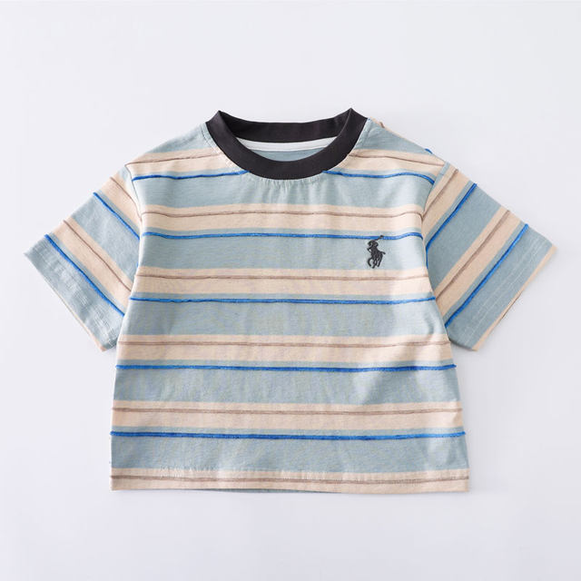 Different parent-child outfits striped mother-daughter mother-child family of three and four summer 2025 new embroidered T-shirt short sleeves