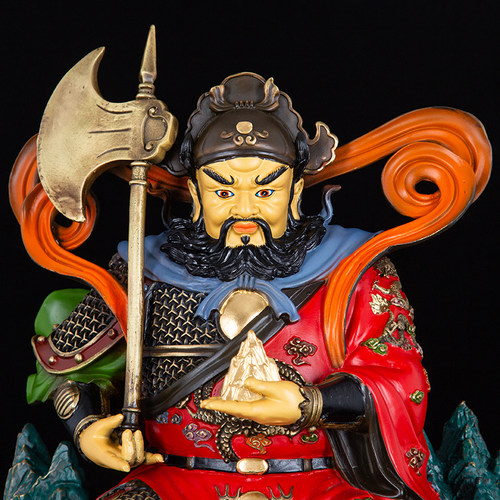山神神像土地山神爷像全铜彩绘道家家居聚财山神像工艺品家用摆件 - 图0