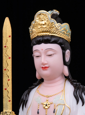 文殊普贤佛像师利文殊华严三圣青狮文殊白象普贤佛堂供奉摆件家用