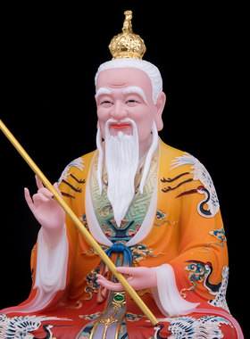 骑牛太上老君神像汉白玉富贵彩天青道德天尊老子骑青牛家用摆件