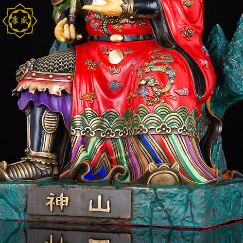 山神神像土地山神爷像全铜彩绘道家家居聚财山神像工艺品家用摆件 - 图2