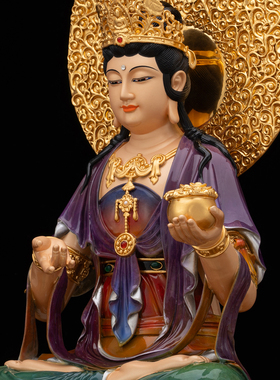 坚牢地神像地天大帝之母护法财富功德像台湾全铜鎏金家用供奉摆件