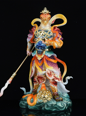 蛇将军神像蟒蛇真身蟒蛇太爷神像像汉白玉彩绘招财家用供奉摆件