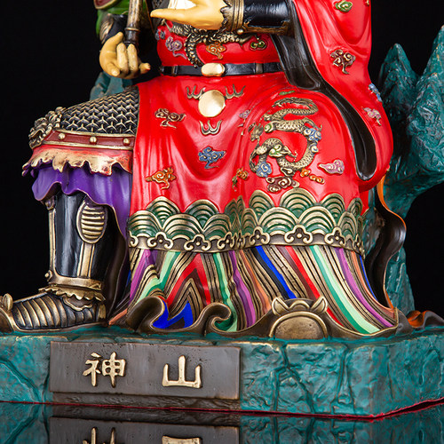 山神神像土地山神爷像全铜彩绘道家家居聚财山神像工艺品家用摆件 - 图1