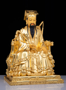 台湾全铜贴金吕洞宾神像浮佑帝君像纯阳真人吕祖铜像家用供奉摆件