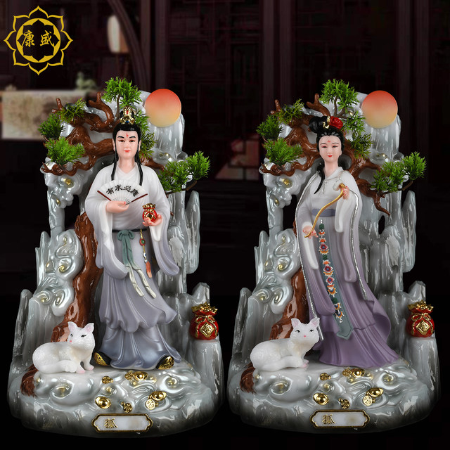 Fox yellow white willow gray python statue white marble ornament