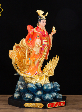 九天玄女神像纯铜彩绘居家摆件