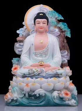 全堂佛像家用供奉汉白玉水墨丹青观音地藏王释迦佛弥勒菩萨像摆件