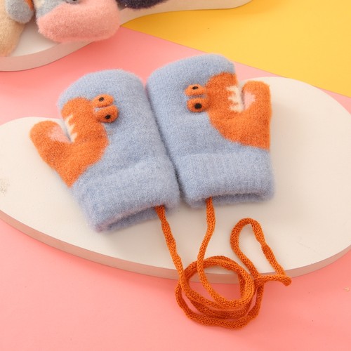 儿童手套秋冬季保暖婴幼儿小童卡通恐龙男童女童宝宝婴儿加厚加绒 - 图1