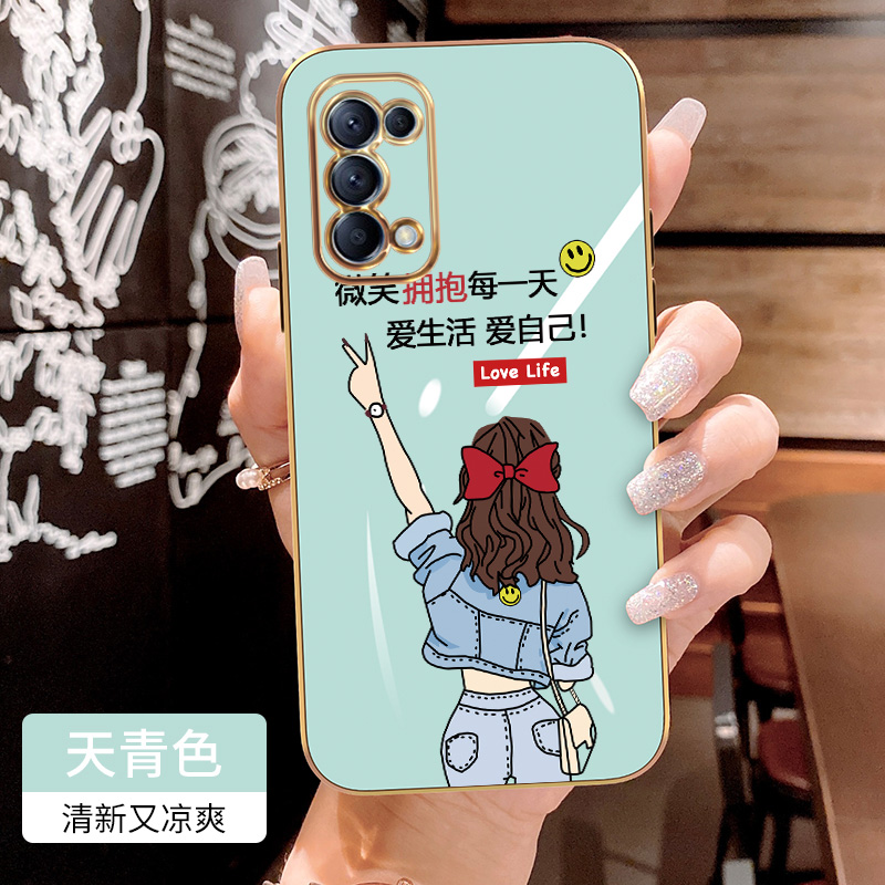 OPPOReno5Pro手机壳opporeno5pro直边电镀Ren05pr0全包防摔pdsm00软胶软壳0PP0Ren05p0r余生爱自己PDSTOO男女 - 图1