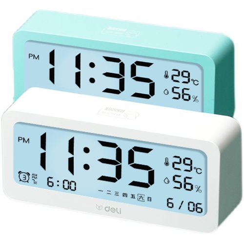 得力闹钟8826学生床头简约智能时钟多功能夜光男孩儿童卧室电子钟 - 图3