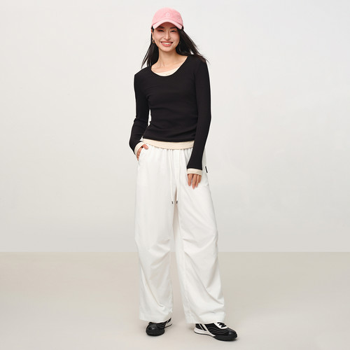 EP雅莹2025早秋新款女装 假两件设计感含桑蚕丝针织打底衫5516A - 图3