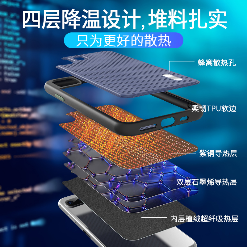 适用苹果7/8新款石墨烯散热手机壳iphone8plus保护套防滑镂空透气i8P防摔降温神器7P潮牌男女士夏天网孔网红 - 图1