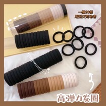 Hair Ring Head Rope 2023 New Leather Fascia Women Zawket Tied Hair High Elastic Head Decorated Rubber Band Hair Rope Black Leather Cover