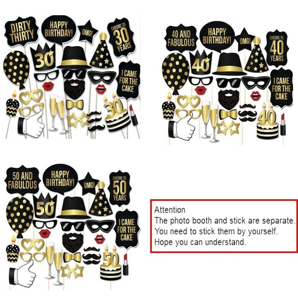 Tronzo DIY 28pcs/lot Photo Booth Prop Happy Birthday 30th 40 - 图0