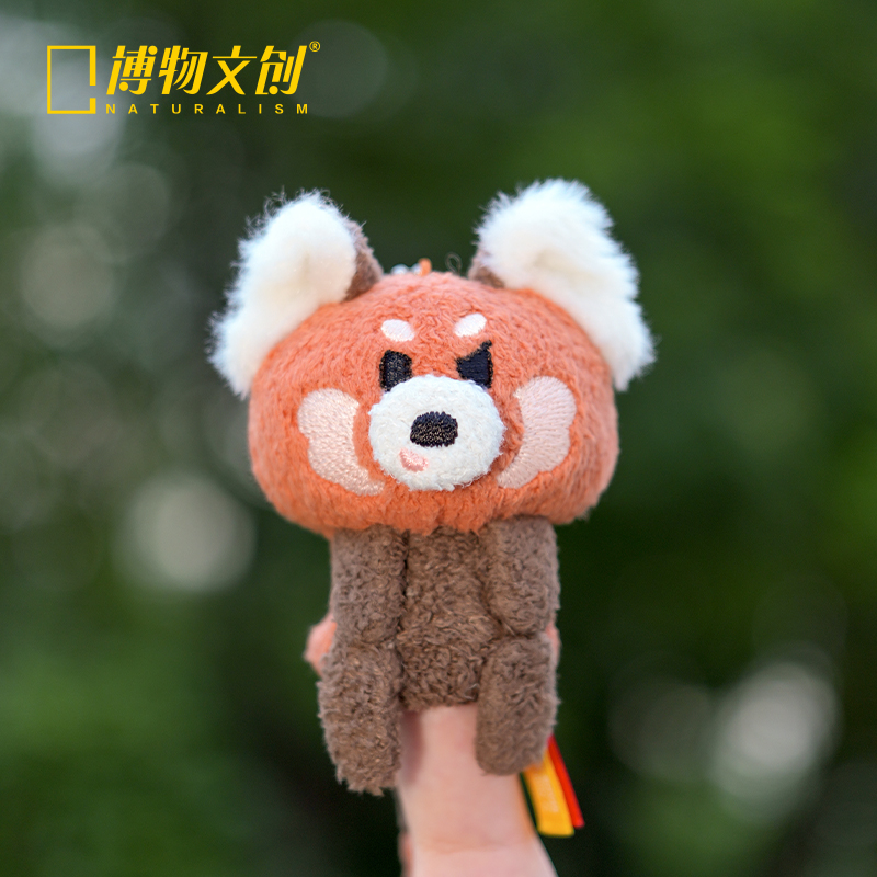 中国国家地理博物文创掌上动物园小熊猫兔狲藏狐毛绒包挂玩偶指偶 - 图0