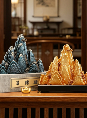新中式千里江山金山银山摆件