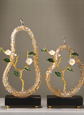 现代轻奢水晶梨创意摆件玄关酒柜高档装新房入宅饰品乔迁新居礼物