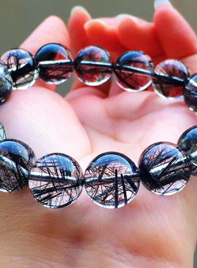 男女黑发晶多天然水晶老矿料钛晶