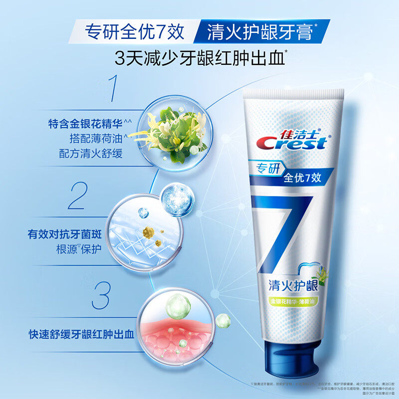 佳洁士专研全优7效120g*3支改善护 宝祺来居家日用牙膏