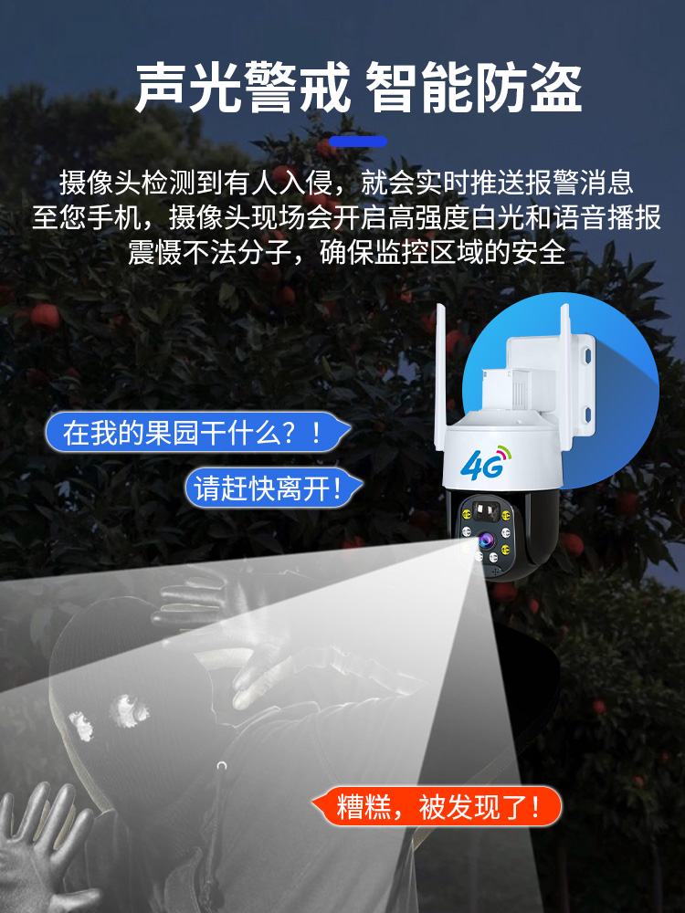 高档太阳能摄像头监控器360度无家用手机远程4G室外无线高清夜视 - 图3