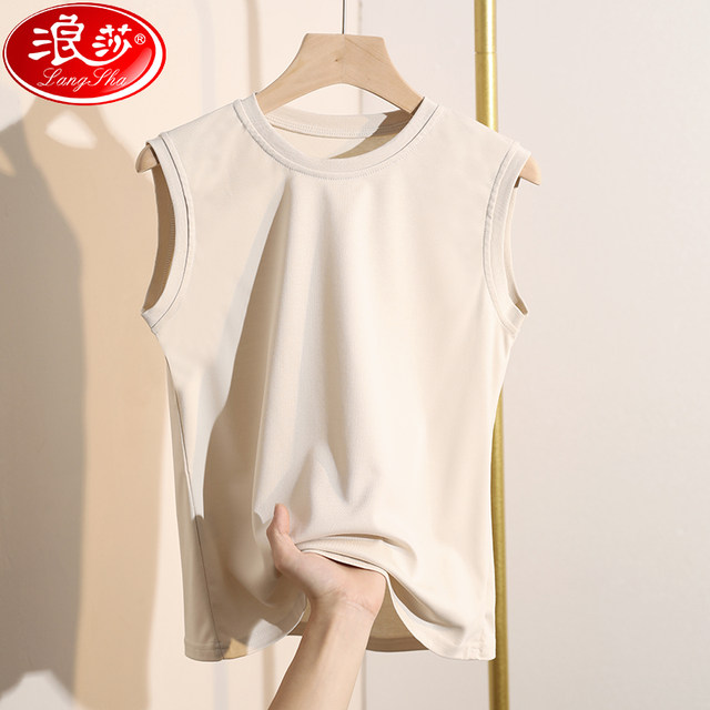 Langsha Sunscreen Solid Color Cut Sleeve Round Neck T-Shirt Women Sleeveless