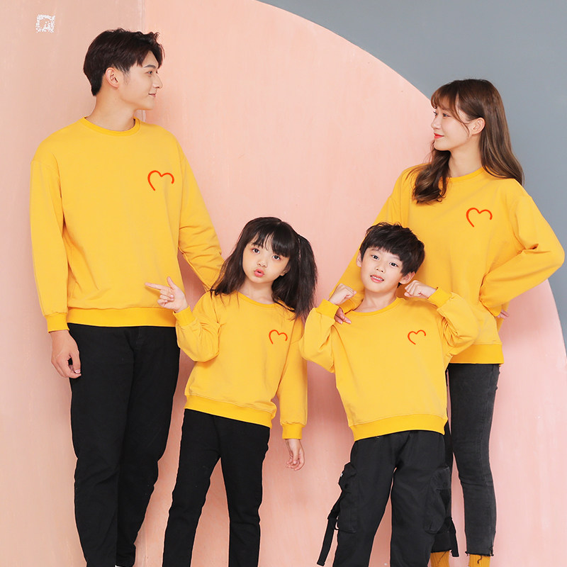 亲子装秋季休闲长袖母女装2025新款翠绿色卫衣全家装线条logo印花,淘宝优惠券,粉丝福利购,淘宝优惠卷