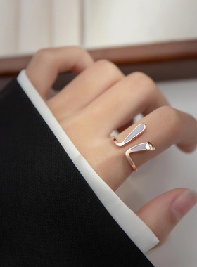 日韩ins风精致粉色兔耳朵戒指