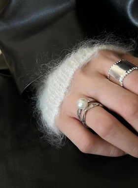 S925冷淡风珍珠碎银拼接戒指