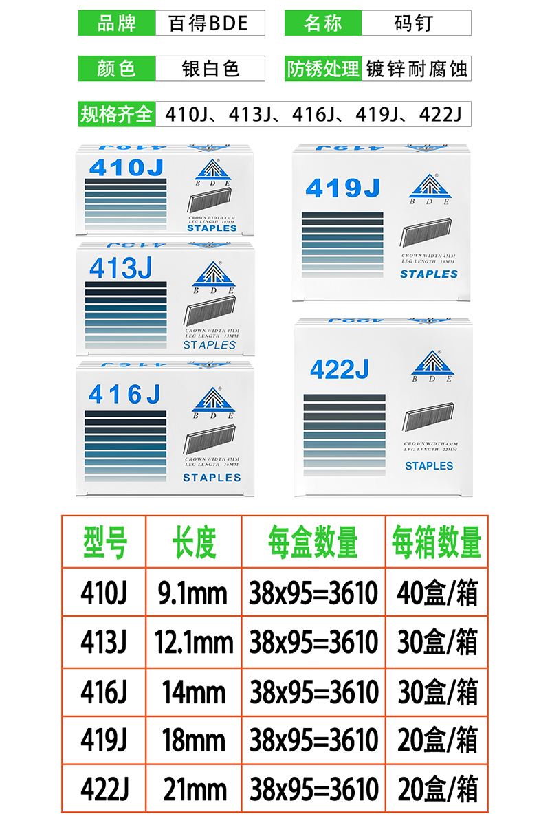 百得枪钉木工F30直排钉1013J码钉422J 码钉T50直钉ST64钢排钉包邮 - 图2