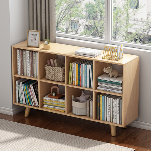 简易书架置物架落地客厅卧室飘窗收纳储物矮柜子靠墙家用小型书柜-图0