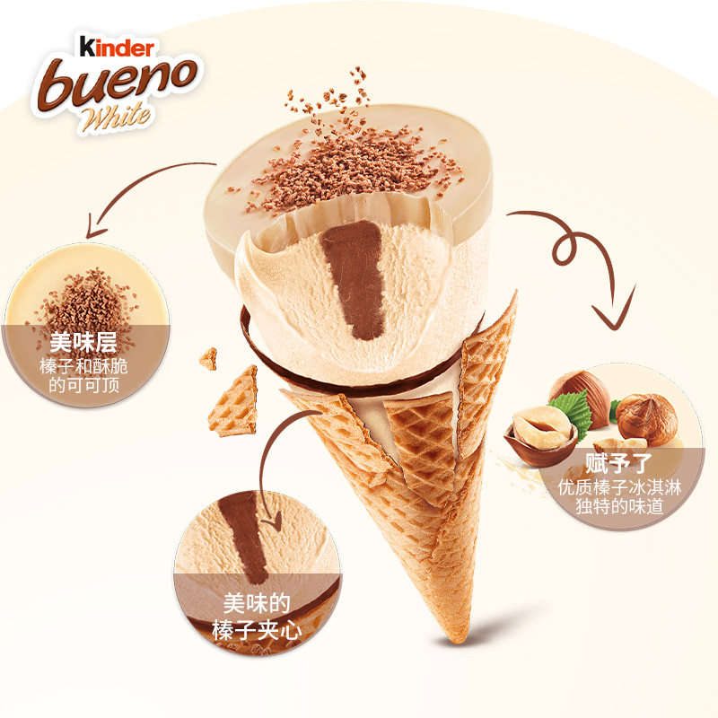 原装进口kinder健达冰淇淋榛果巧克力蛋筒冰激凌白巧甜筒冷饮雪糕,淘宝优惠券,粉丝福利购,淘宝优惠卷