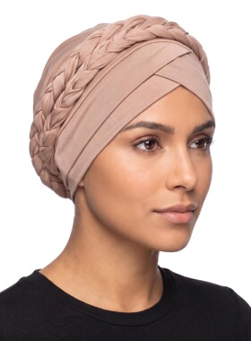 欧美外贸纯色包头帽民族风两条辫子简便套头帽弹力头巾帽女turban