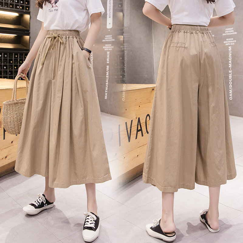 韩版宽松高腰显瘦女夏松紧系带裤裙 奈菲妮休闲裤