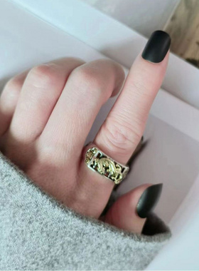 镀925银貔貅戒指复古个性男款指环算盘小众个性复古戒指