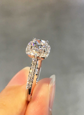 新款925银公主方包钻戒戒仿真钻